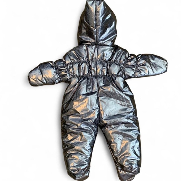 Rothschild Metallic One Piece snowsuit bunting size 3-6 months silver gunmetal - Picture 2 of 5